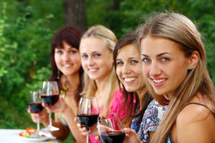 Girls Drinking Wine
